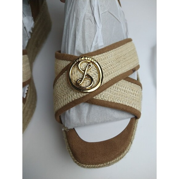 Sam & Libby Women's Corrinne Wedge Sandal, US 8 natural toffee strap criss cros - Picture 3 of 12